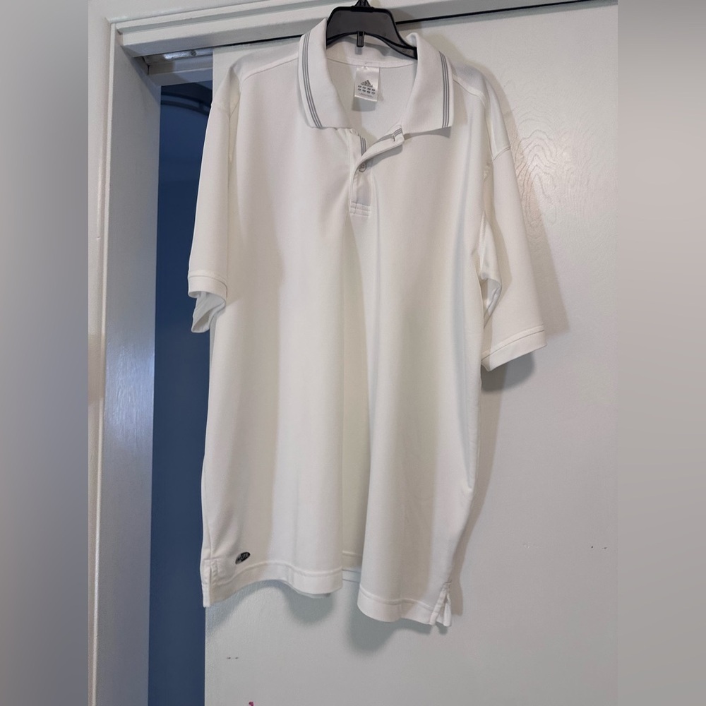 Adidas Classic White collared Polo Shirt in size large